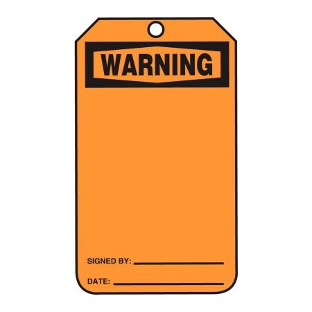 Accuform Accuform Warning Tag, RP-Plastic, 25/Pack MWGT205PTP